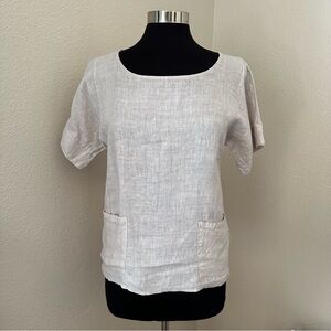 Francesca Bettini 100% Linen Lightweight oatmeal Top Size S